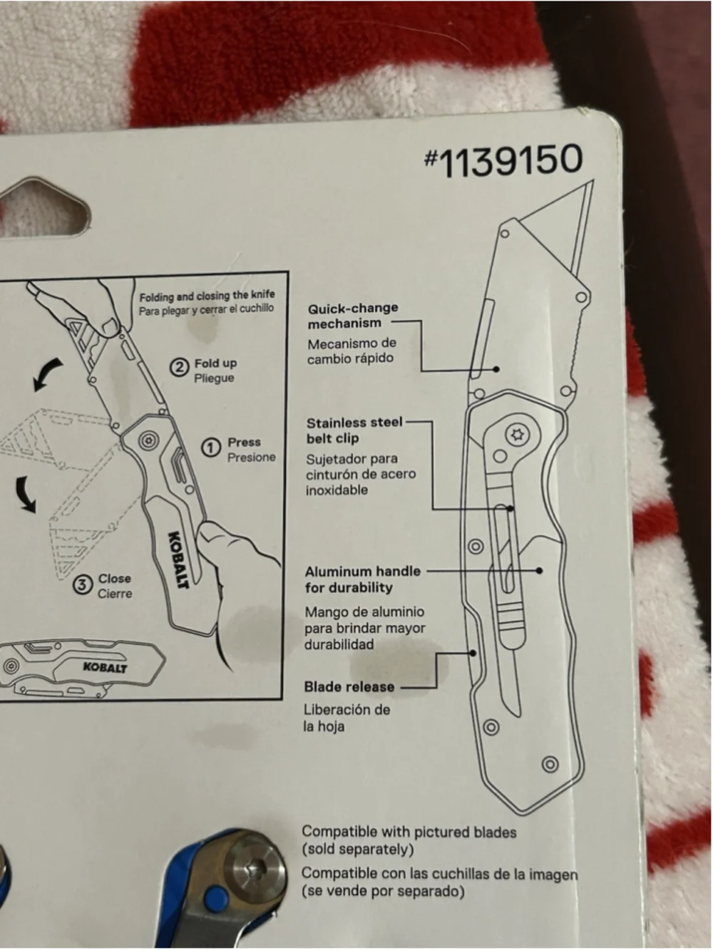 Kobalt Folding Lockback Knife Set Three Knives with Blades Installed